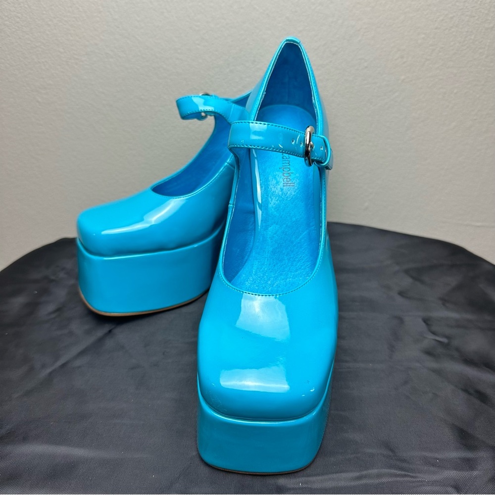 Bright Blue Platform Mary Jane Pumps - Women